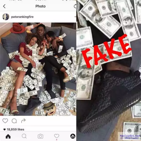 Photos: Patoranking busted for wearing fake Yeezy